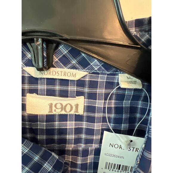 NWT Nordstrom 1901 size XL blue plaid button down shirt - Picture 2 of 3